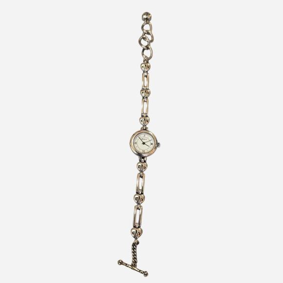 Retired Brighton Pompeii silver toggle bracelet watch, dainty, stylish, works!